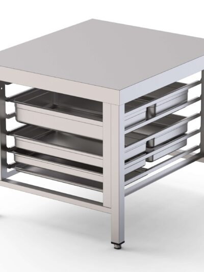 Mesa de Soporte Acero Inoxidable Para Hornos Con 6 Guias GN2/1 850x750x700h mm WTC085GN11O