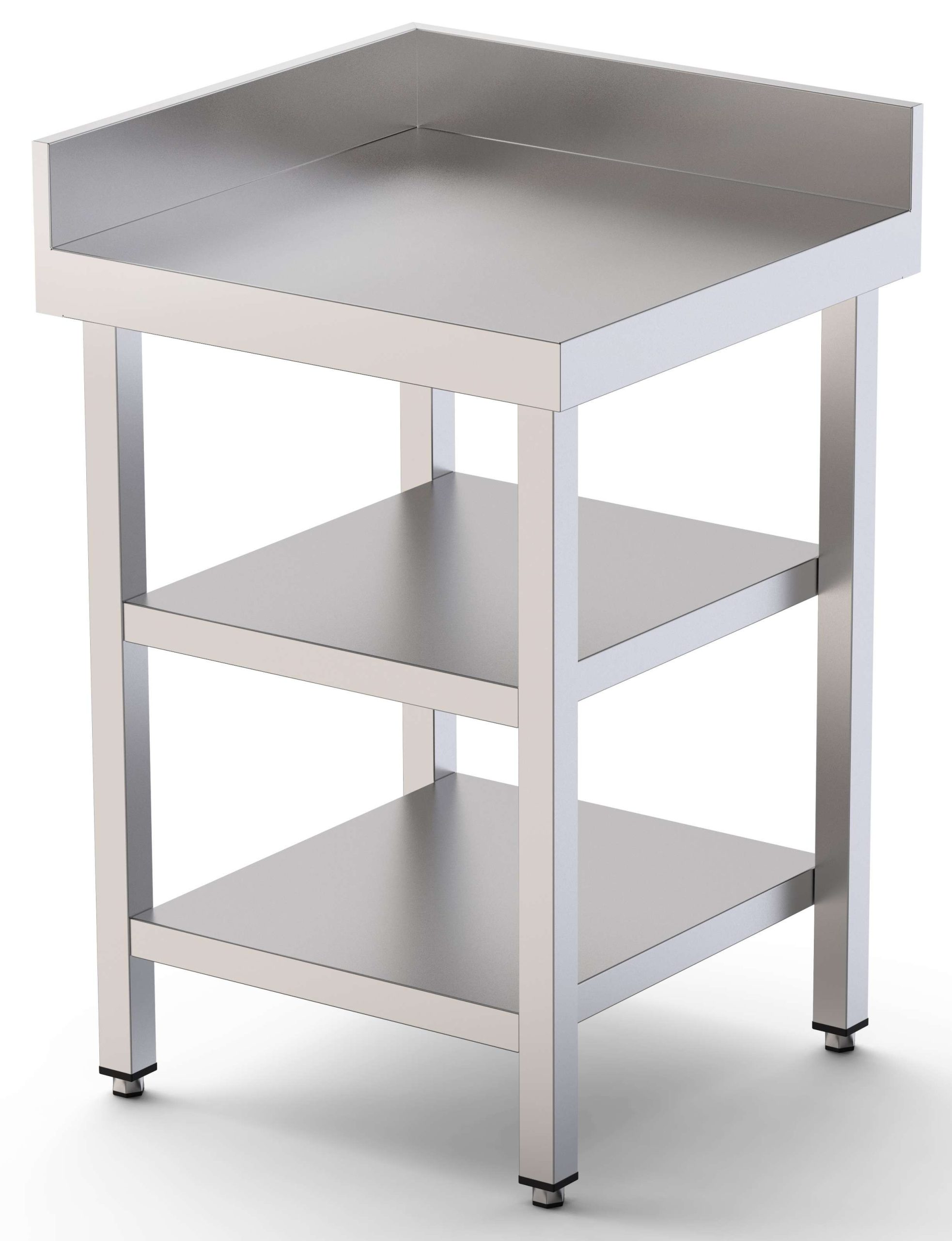 Mesa de Trabajo Acero Inoxidable Angular Para Composiciones en L Con 2 Estante 600x600x850h mm WTW160060C2