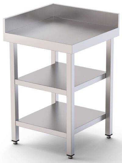 Mesa de Trabajo Acero Inoxidable Angular Para Composiciones en L Con 2 Estante 700x600x850h mm WTW160070C2