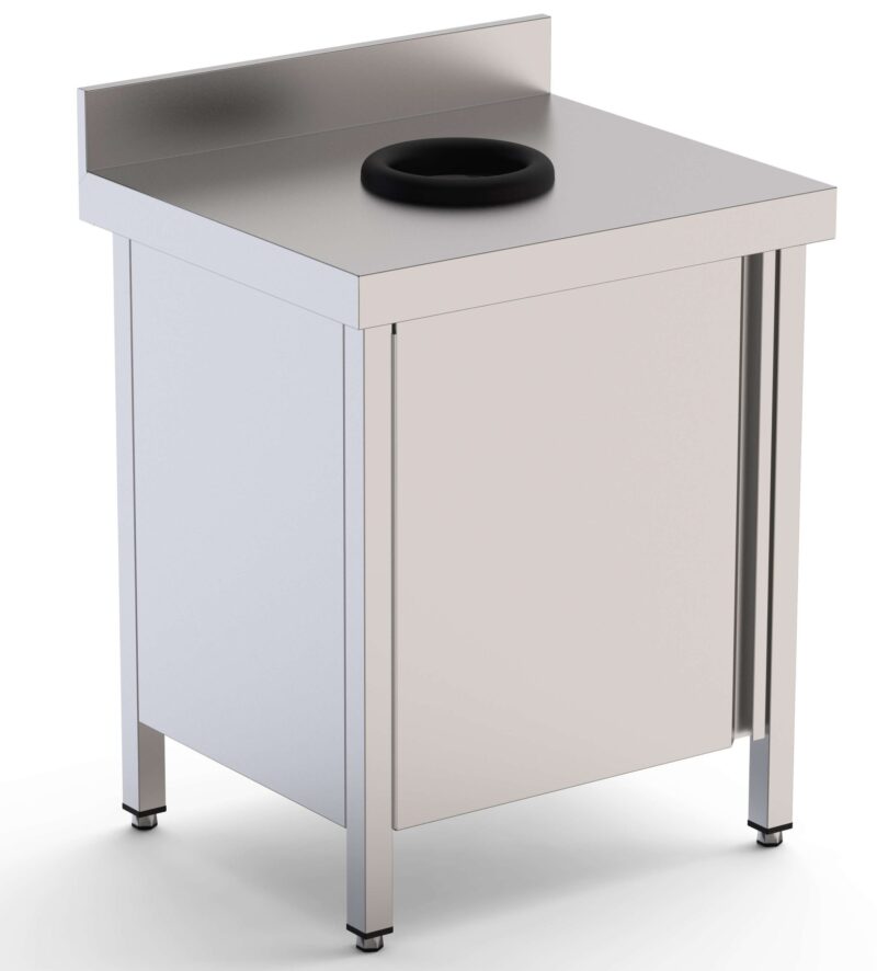 Mesa de Trabajo Acero Inoxidable Mural Con Puerta y Aro Desbarazado 700x600x850h mm WTW160070WD