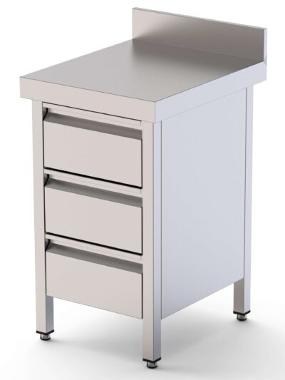 Mesa de Trabajo Acero Inoxidable Mural Con Cajones 500x600x850h mm WTW160050D3