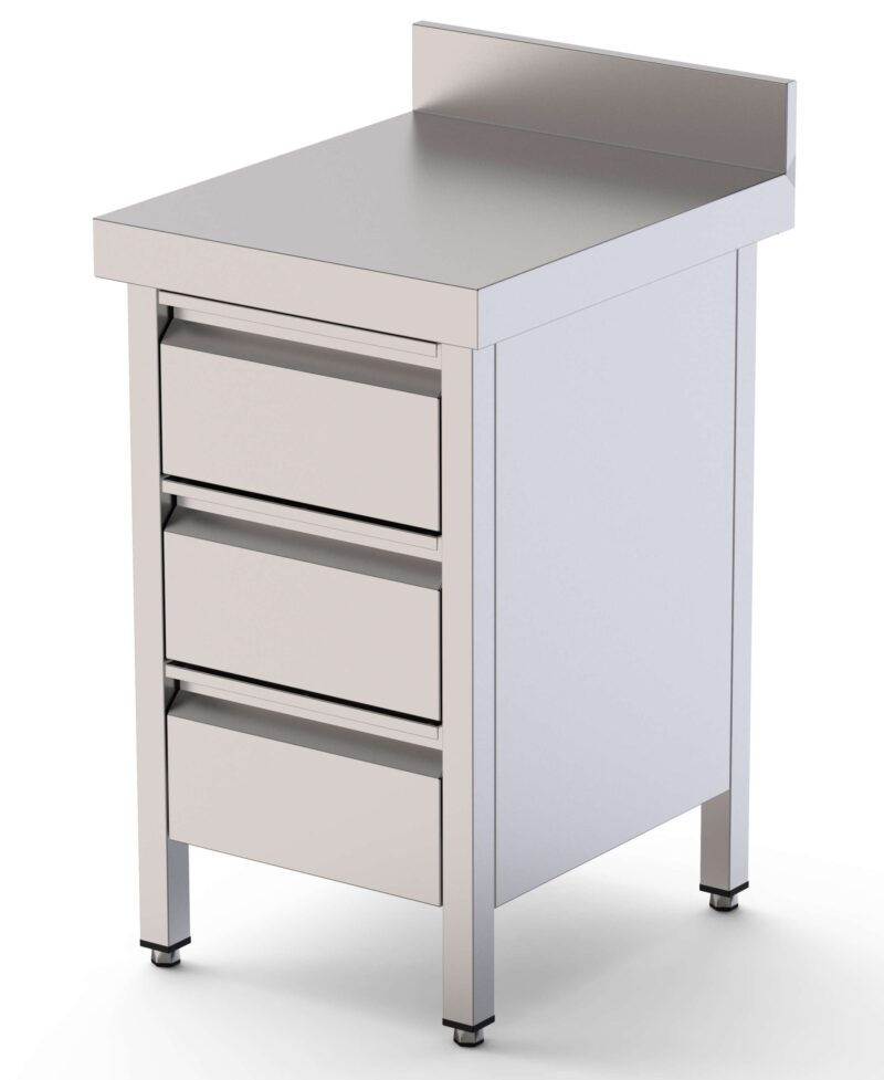 Mesa de Trabajo Acero Inoxidable Mural Con Cajones 500x700x850h mm WTW170050D3