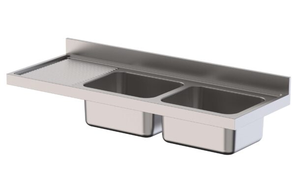 Fregadero Acero Inoxidable 2 Cubas Fondo 600 Sin Mueble 1200x600x250h mm IS1612C2000