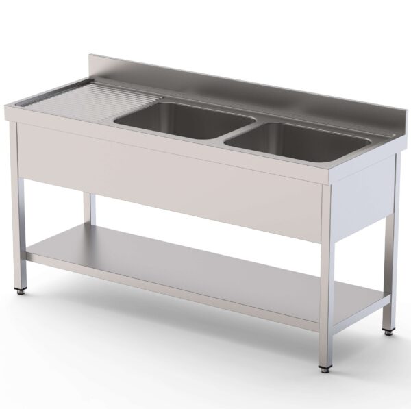 Fregadero Acero Inoxidable 1 Cuba Izquierda Fondo 600 Con Mueble Con Estante 1200x600x850h mm IS1612L10S1