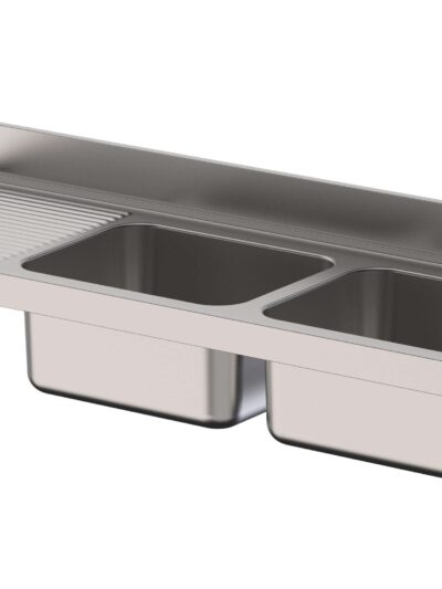 Fregadero Acero Inoxidable 2 Cubas Izquierda Fondo 700 Sin Mueble 2000x700x300h mm IS1720L2000