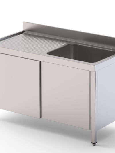 Fregadero Acero Inoxidable 2 Cubas Fondo 700 Con Puertas Correderas 1400x700x850h mm IS1714C20SD