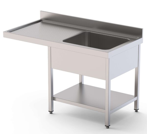 Fregadero Acero Inoxidable 1 Cuba Izquierda Para Lavavajillas Fondo 600 Con Estante 1400x600x850h mm IS1614L1DW1