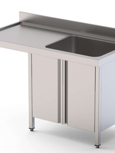 Fregadero Acero Inoxidable 2 Cubas Izquierda Para Lavavajillas Fondo 600 Con Puertas Correderas 1800x600x850h mm IS1618L2DWD
