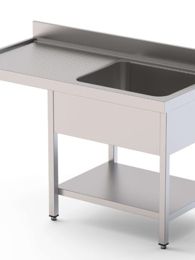 Fregadero Acero Inoxidable 1 Cuba Derecha Para Lavavajillas Fondo 700 Con Estante 1200x700x850h mm IS1712R1DW1