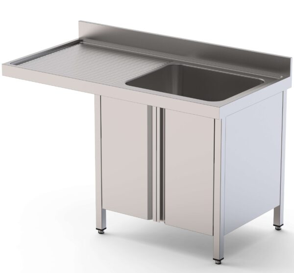 Fregadero Acero Inoxidable 1 Cuba Izquierda Para Lavavajillas Fondo 700 Con Puertas 1200x700x850h mm IS1712L1DWD