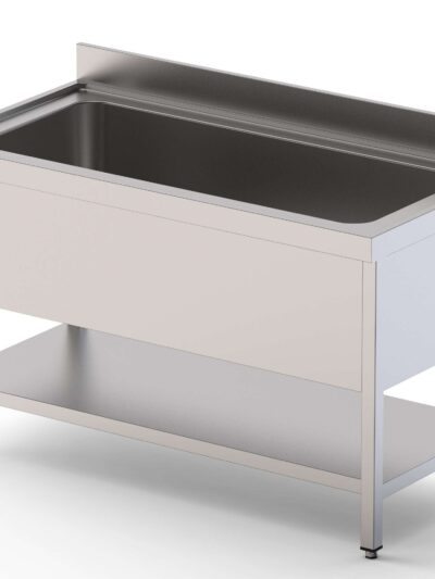 Fregadero Gran Capacidad Acero Inoxidable 1 Cuba Fondo 700 Con Mueble Con Estante 1200x700x400h mm IS1712C1HCS1