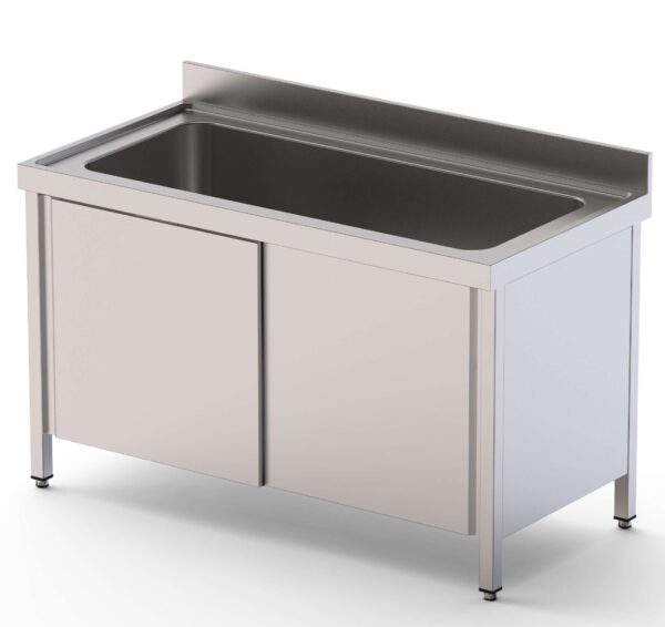 Fregadero Gran Capacidad Acero Inoxidable 1 Cuba Fondo 700 Con Mueble Con Puertas 1200x700x400h mm IS1712C1HCSD