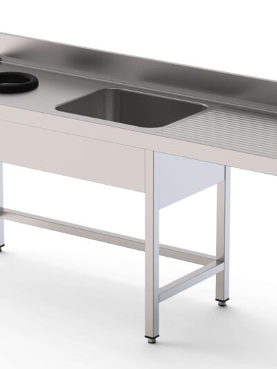Fregadero Acero Inoxidable 1 Cuba Derecha Con Aro Desbarazado Fondo 600 Con Mueble Para Lavavajillas 1800x600x850h mm IS1618LWHDW
