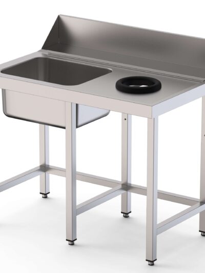 Mesa Acero Inoxidable Para Lavavajillas De Prelavado 1 Cubeta Sin Estante 1600x750x800h mm IS17516DWIN0S0