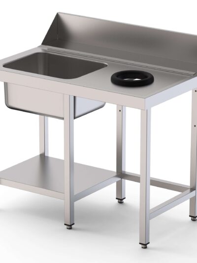 Mesa Acero Inoxidable Para Lavavajillas De Prelavado 1 Cubeta Con Estante 1600x750x800h mm IS17516DWIN0S1