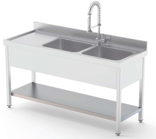 Estante Acero Inoxidable Para Fregadero Fondo 600 Longitud de Mesa 2000 mm ISA602000AS