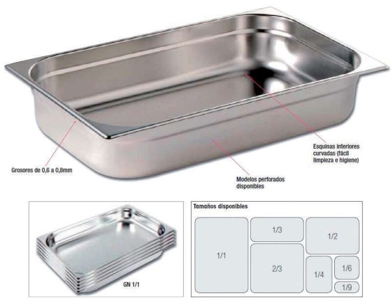 Tapas Cubetas GN Acero Inoxidable de GN2/1 PEKIN GNCH45