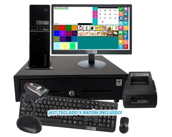Sistema TPV Modular NO Táctil: TPV Modular+Cajón Portamonedas+Impresora de Tickets 58mm +Teclado+Ratón Versión Básica Hostelería MC5058B-H