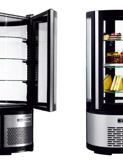 Vitrina refrigerada Redonda 105 Litros con 3 estantes de vidrio 480X480X1030h mm Línea Pekín XC105R