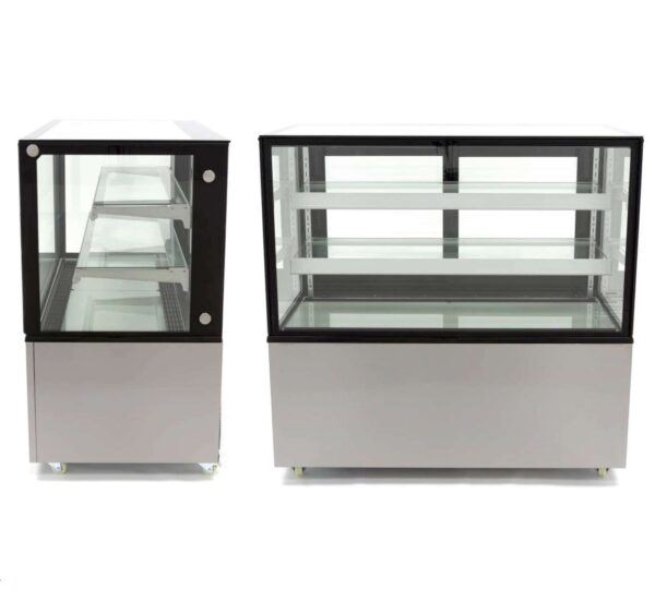 Vitrina Mostrador Refrigerada Ventilada Total Cristal Recto con 2 estantes de cristal 915X675X1215h mm Línea Pekín XC270Z