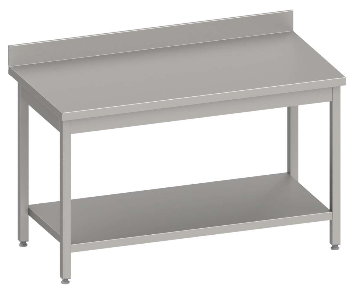 Mesa Mural acero inoxidable AISI 201 con estante 2000x600x850 mm MM206 Línea Varsovia (950046200)