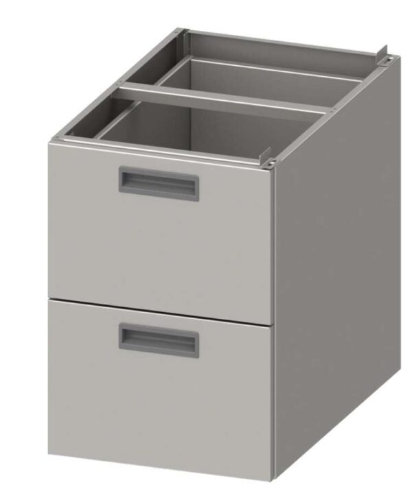 Módulo dos cajones acero inoxidable AISI 201 386x490x540 mm para mesas fondo 600 mm MCA602 Línea Varsovia