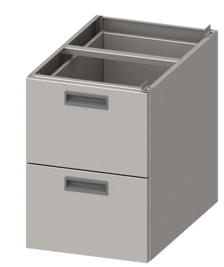 Módulo dos cajones acero inoxidable AISI 201 386x490x540 mm para mesas fondo 600 mm MCA602 Línea Varsovia