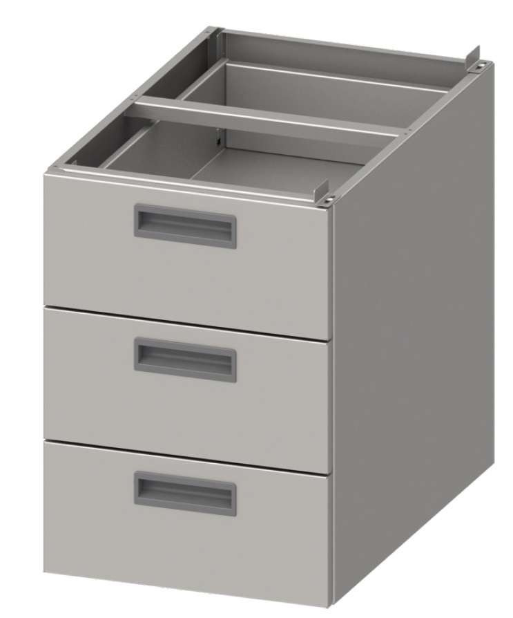 Módulo de tres cajones acero inoxidable AISI 201 386x590x540 mm para mesas fondo 700 mm MCA703 Línea Varsovia (952325043)