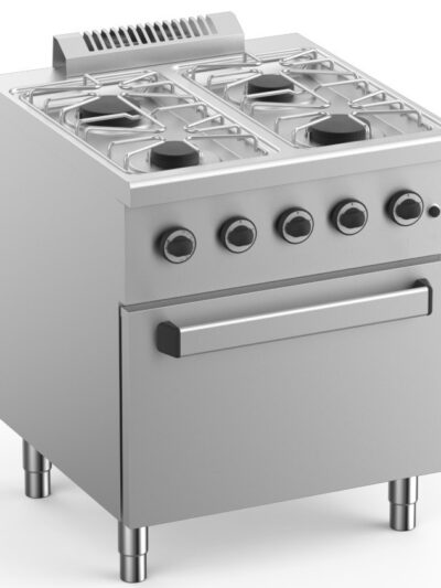 Cocina a Gas 4 Fuegos con Horno Eléctrico Ventilado GN1/1 Fondo 700 ELFU77FVE START LINE