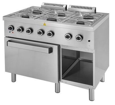 Cocina a Gas 6 Fuegos con Horno Eléctrico Estático GN2/1 Fondo 700 ELFU711FE START LINE