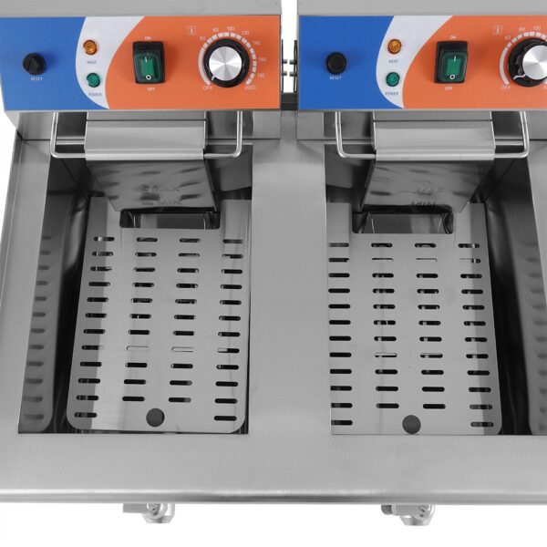 Freidora Eléctrica 10+10 litros CON Grifo de 570x470x345h mm PEKIN EF-102V