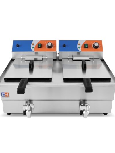 Freidora Eléctrica 12+12 litros CON Grifo de 686x530 x385h mm PEKIN EF-162V