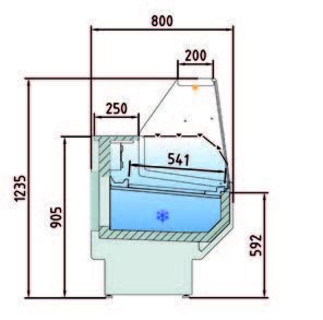 Vitrina Refrigerada Cristal Recto Fondo 800 dim.2025x800x1235h mm Línea Córdoba VED-8-20-R