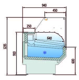 Vitrina Refrigerada Cristal Recto Fondo 900 dim.1525x940x1235h mm Línea Córdoba VED-9-15-R