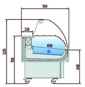 Vitrina Expositora Refrigerada Pescado / Marisco evaporador estático más placa fría dim.1035x915x1185h mm Línea Córdoba EEC-100-CC-EF