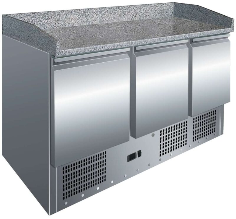 Mesa GN1/1 3 Puertas Preparación Pizzas con Encimera de Granito de 1365 x700 x1050h mm PEKIN S903PZ Mesa GN1/1 3 Puertas Preparación Pizzas con Encimera de Granito de 1365 x700 x1050h mm PEKIN S903PZ