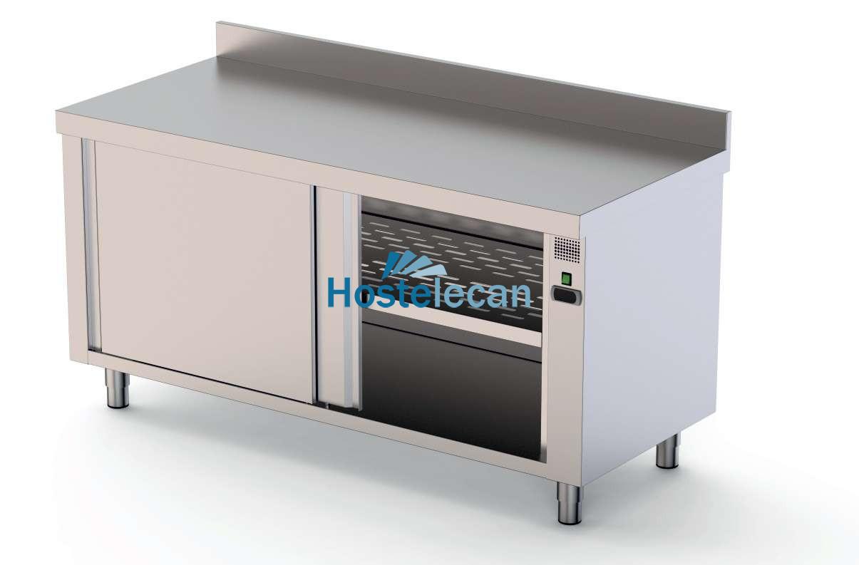 Mesa Caliente Acero Inoxidable Mural Fondo 600 Con Puerta Corredera a 1 Cara 1200x600x850h mm HFTW160120SD