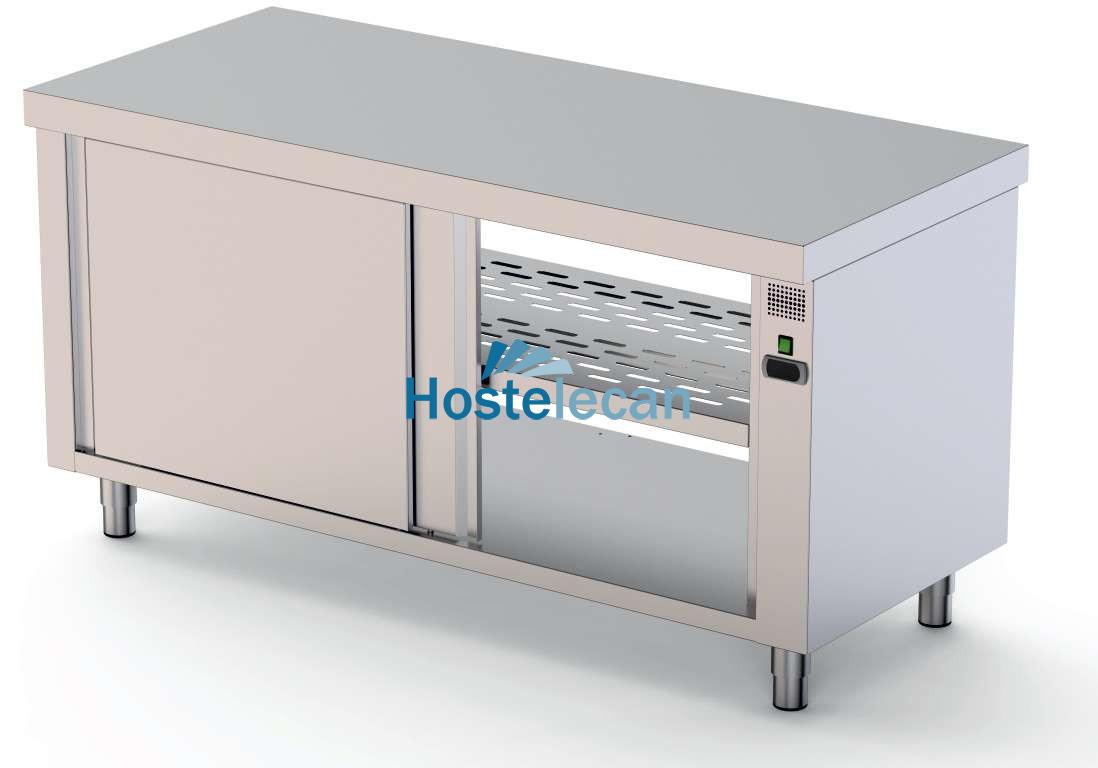Mesa Caliente Acero Inoxidable Central Fondo 700 Con Puerta Corredera A 1 Cara 1800x700x850h mm HFTC170180SD