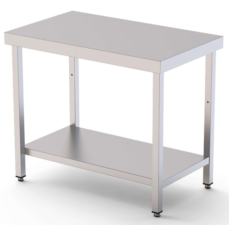 Mesa de Trabajo Acero inoxidable Central Con 1 Estante 700x600x850h mm WTC160070S1