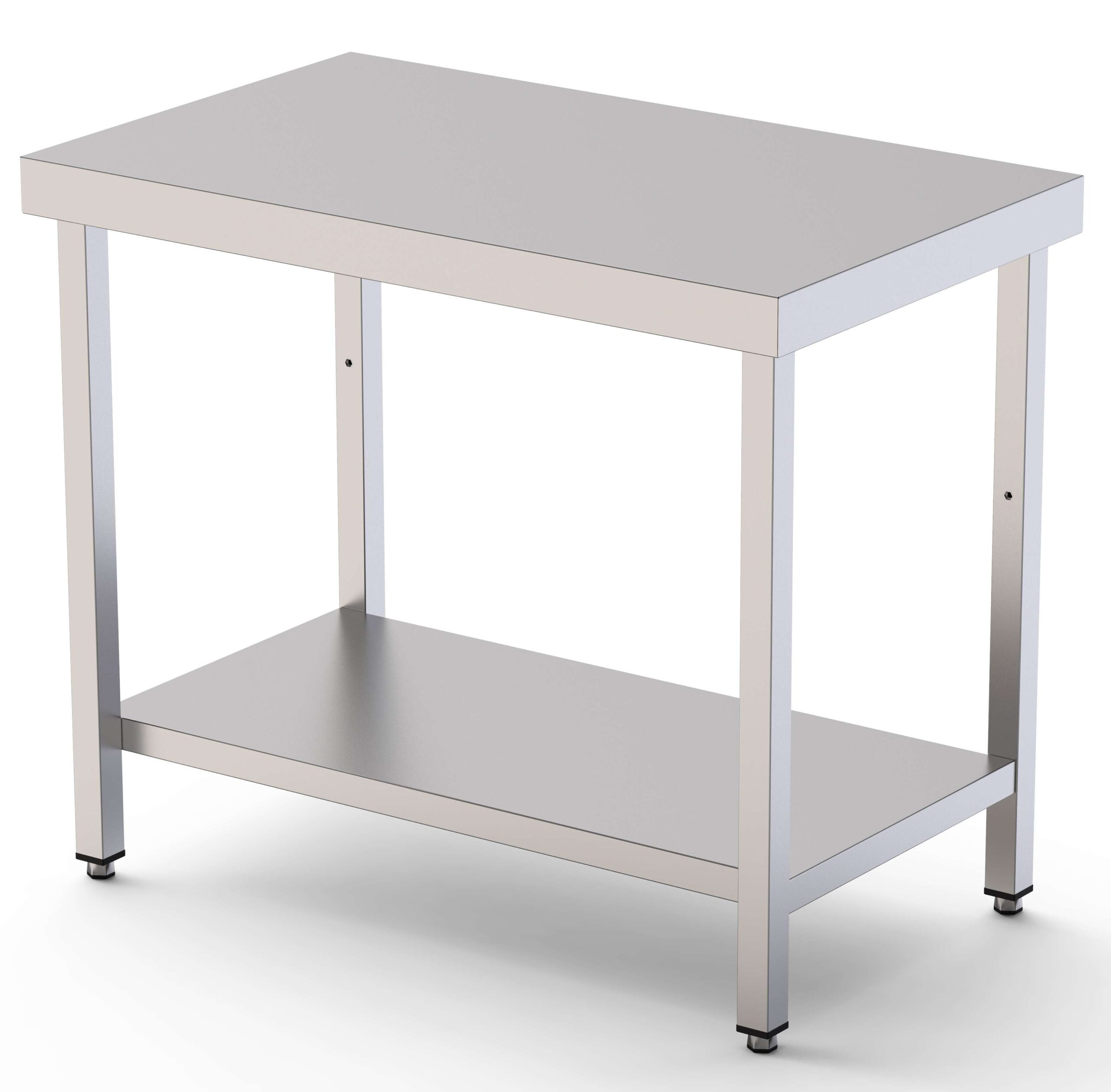 Mesa de Trabajo Acero inoxidable Central Con 1 Estante 800x600x850h mm WTC160080S1