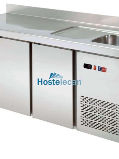 Mesa Snack Refrigerada con fregadero 2 puertas Fondo 600 de 1492 x600 x850h mm CORDOBA MRCH-150F