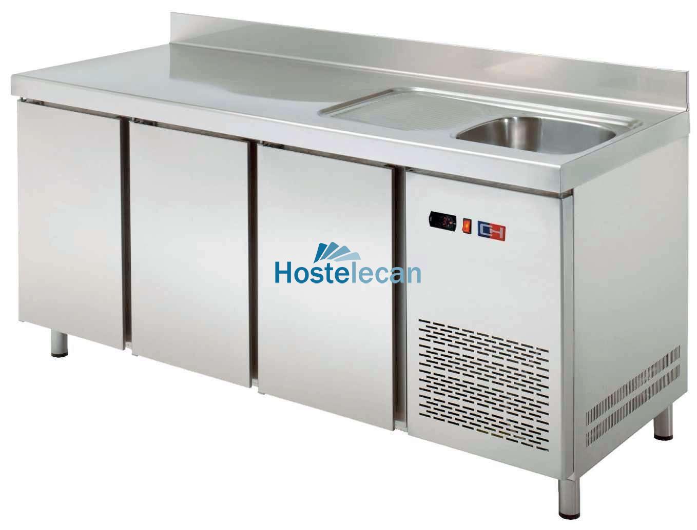 Mesa Snack Refrigerada con fregadero 3 puertas Fondo 600 de 2017 x600 x850h mm CORDOBA MRCH-200F