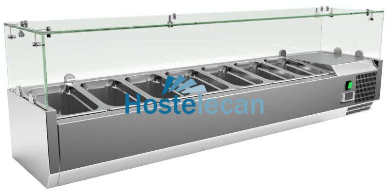 Vitrina 7 cubetas GN1/4 con Cúpula de Vídrio de 1500 x335 x440h mm PEKIN VRX1500330FG Vitrina 7 cubetas GN1/4 con Cúpula de Vídrio de 1500 x335 x440h mm PEKIN VRX1500330FG