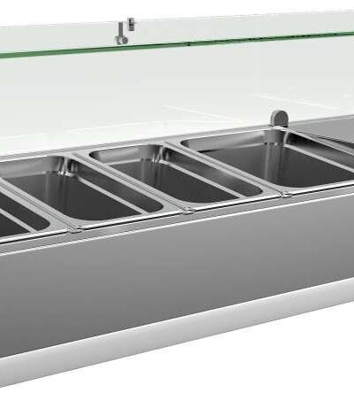 Vitrina 3 cubetas GN1/3 + 1 cubeta GN1/2 con Cúpula de Vídrio de 1200 x395 x440h mm PEKIN VRX1200380FG