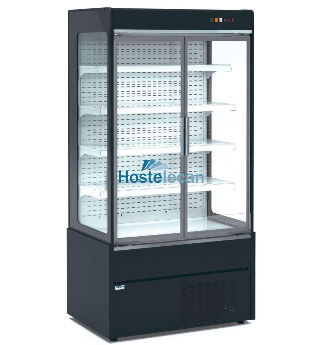 Mural Refrigerado Expositor con Puertas de Cristal 4 Estantes Fondo 700 de 1020 x700 x1990h mm AVEIRO MAE100PV-N color NEGRO