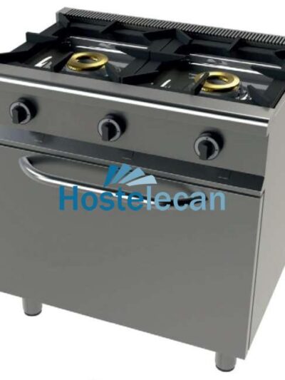 Cocina a gas con horno GN1/1 4,5 Kw, 2 fuegos 8+8 Kw SerIe 550 JUNEX con medidas 800x550x850h mm 6201/1