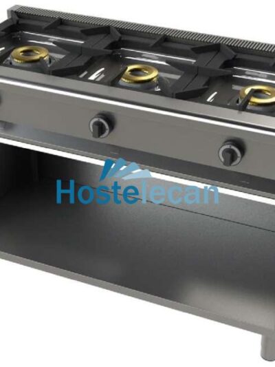 Cocina a gas con mueble de 3 fuegos 8+8+8 Kw SerIe 550 JUNEX con medidas 1200x550x850h mm 6300/1