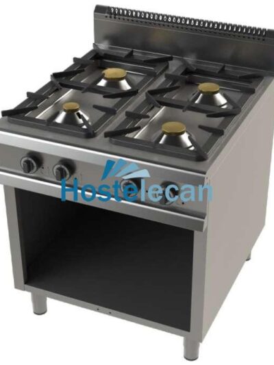 Cocina a gas con mueble de 4 fuegos 4,3+8,3+10+8,3 Kw Serie 900 JUNEX con medidas 800x900x900h mm FO9C400