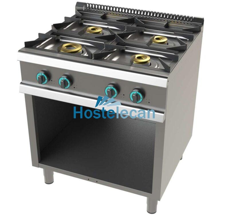 Cocina a gas con mueble de 4 fuegos 4,5+8+2×6 Kw Serie 900 JUNEX con medidas 800x900x900h mm 9400/3