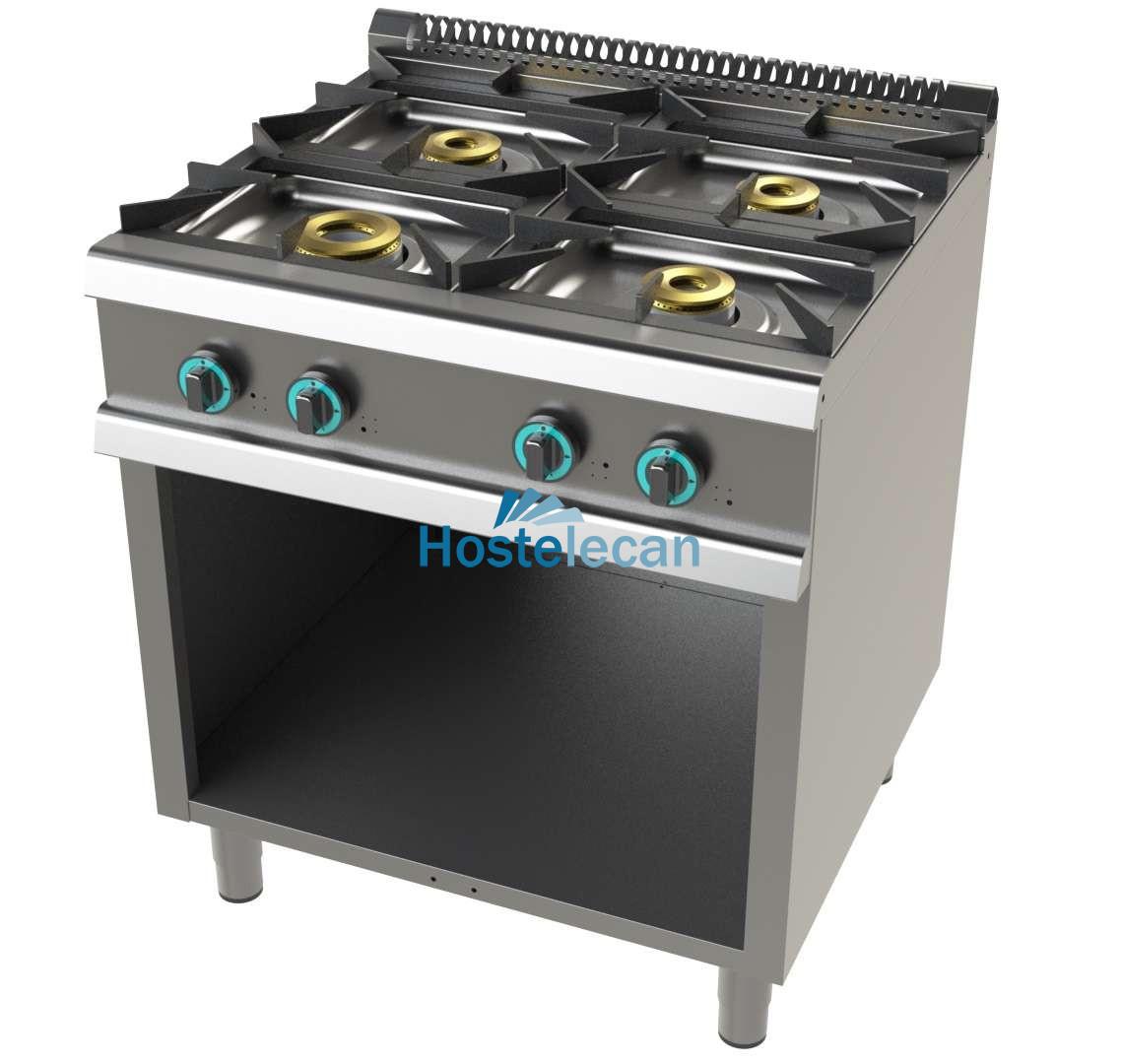 Cocina a gas con mueble de 4 fuegos 4,5+8+2x6 Kw Serie 900 JUNEX con medidas 800x900x900h mm 9400/3